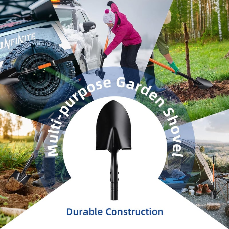 TwinkleTool Small Shovel for Digging with Metal Handle, 43.7 Inch Heavy Duty Garden Shovel, Trench Shovels Ideal for Digging Gardening Trenching Planting Camping Transferring Scooping, Orange - Image 5